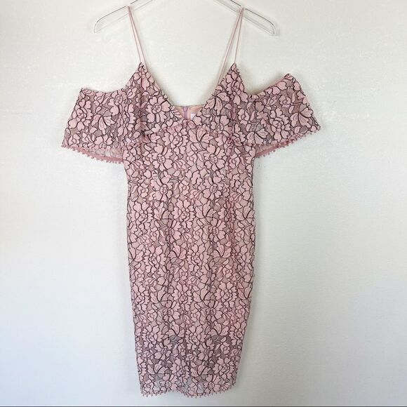 Nicholas Pink Eyelet Lace Midi Cocktail Tank Dress Size 8 - Picture 2 of 10